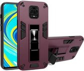 Voor Xiaomi Redmi Note 9S 2 in 1 PC + TPU schokbestendige beschermhoes met onzichtbare houder (wijnrood)