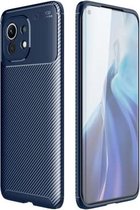 Voor Xiaomi Mi 11 koolstofvezel textuur schokbestendig TPU-hoesje (blauw)