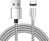 USB naar USB-C / Type-C magnetische metalen connector Nylon tweekleurige gevlochten magnetische datakabel, kabellengte: 1 m (zilver)
