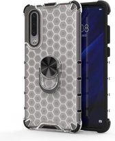Voor Xiaomi Mi CC9 Schokbestendige honingraat PC + TPU ringhouder beschermhoes (wit)