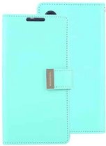 GOOSPERY RICH DAGBOEK PU + TPU Crazy Horse Texture Horizontale flip lederen tas met kaartsleuven en portemonnee voor Galaxy Note 10 (mintgroen)