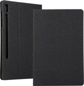 Voor Samsung Galaxy Tab S7 T870 (2020) Spanning Stretch Stof Textuur Horizontale Flip Leren Case met Houder (Zwart)