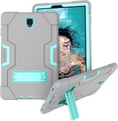 Voor Galaxy Tab S4 10.5 T830 contrastkleur siliconen + pc combinatie hoes met houder (grijs + aqua)