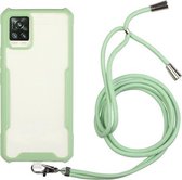 Voor vivo V20 acryl + kleur TPU schokbestendig hoesje met nekkoord (avocado)