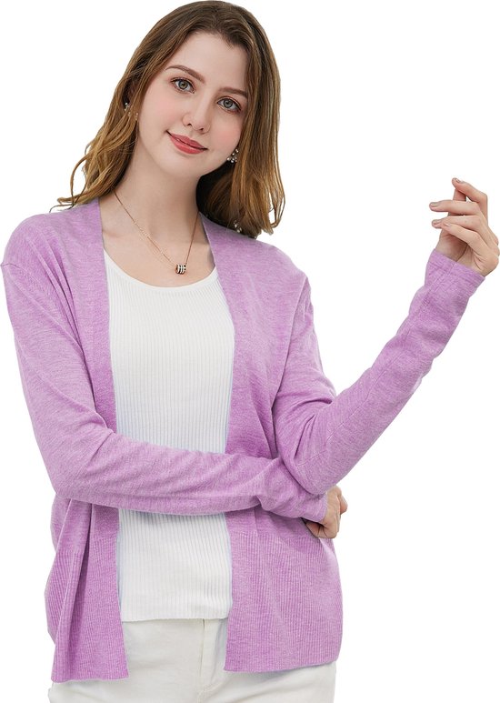 Manlee - ml Cardigan ouvert en maille fine. Pink. Taille L