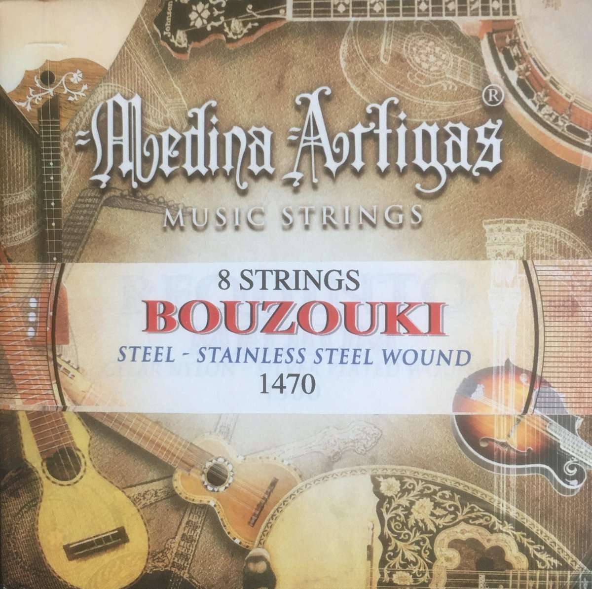 Artigas 1470 Set snaren voor bouzouki, bouzoukisnaren, 8 stuks