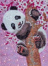 Diamond painting - panda in boom - 15x20 cm - full - ronde steentjes - leuk voor kinderen