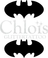 Chloïs Glittertattoo Sjabloon 5 Stuks - Bat - Duo Stencil - CH8401 - 5 stuks gelijke zelfklevende sjablonen in verpakking - Geschikt voor 10 Tattoos - Nep Tattoo - Geschikt voor Gl