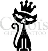 Chloïs Glittertattoo Sjabloon 5 Stuks - Cat Crown - CH1008 - 5 stuks gelijke zelfklevende sjablonen in verpakking - Geschikt voor 5 Tattoos - Nep Tattoo - Geschikt voor Glitter Tat