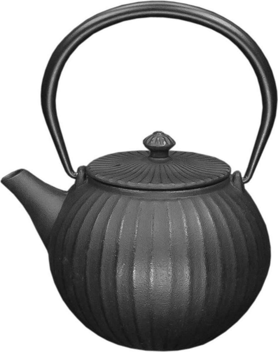 Orange85 Gietijzeren Japanse Theepot - 1.2L - Streep - Zwart