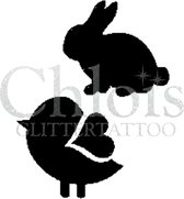 Chloïs Glittertattoo Sjabloon 5 Stuks - Rabbit & Bird - CH1806 - 5 stuks gelijke zelfklevende sjablonen in verpakking - Geschikt voor 5 Tattoos - Nep Tattoo - Geschikt voor Glitter