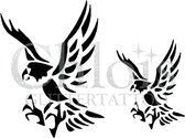 Chloïs Glittertattoo Sjabloon 5 Stuks - Eagle - Duo Stencil - CH1707 - 5 stuks gelijke zelfklevende sjablonen in verpakking - Geschikt voor 10 Tattoos - Nep Tattoo - Geschikt voor