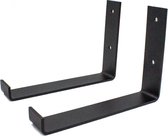 Marcellis - Industriële plankdrager - Voor plank 20cm - mat zwart - staal - incl. bevestigingsmateriaal + schroefbit - type 4
