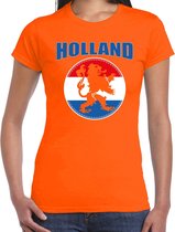 Oranje fan t-shirt voor dames - Holland met oranje leeuw - Nederland supporter - EK/ WK shirt / outfit L