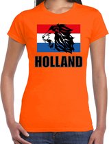 Oranje fan t-shirt voor dames - met leeuw en vlag - Holland / Nederland supporter - EK/ WK shirt / outfit M