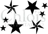 Chloïs Glittertattoo Sjabloon 5 Stuks - Four Stars - Duo Stencil - CH4003 - 5 stuks gelijke zelfklevende sjablonen in verpakking - Geschikt voor 10 Tattoos - Nep Tattoo - Geschikt