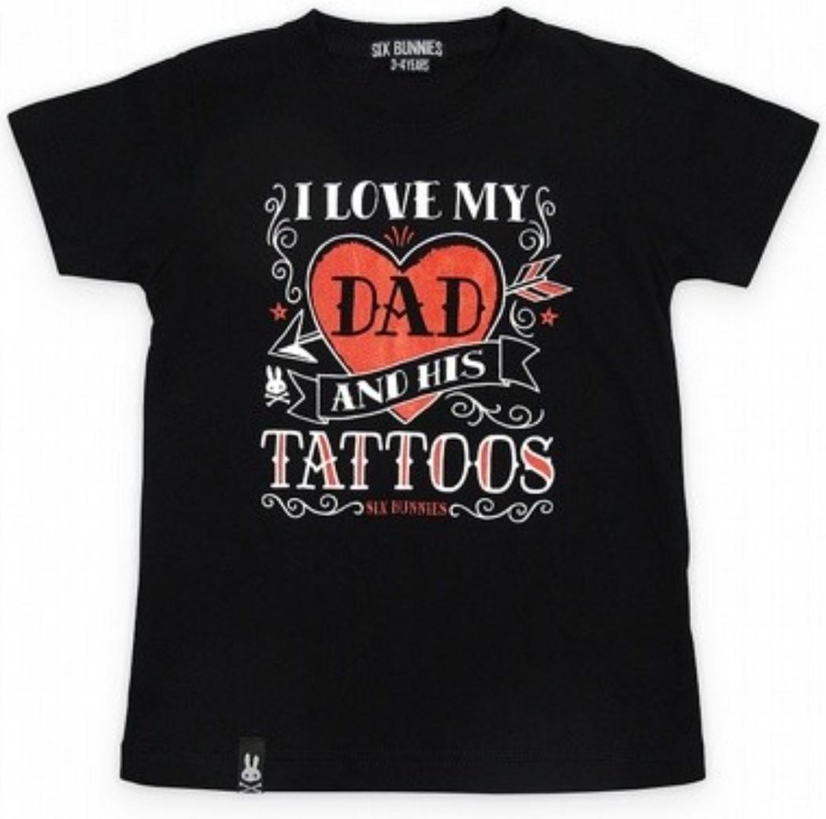 Six Bunnies T-Shirt I Love My Dad Tattoos Maat 4-6 jaar