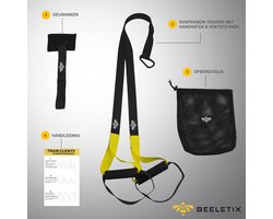 Beeletix TRX Suspension Trainer Set met Deuranker en Opbergtas - Zwart/Geel