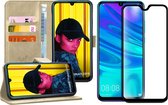 Hoesje geschikt voor Huawei P Smart 2019 Book Case Leer Wallet Goud + Screenprotector Glas Full Screen Protector