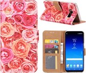 FONU Boekmodel Hoesje Roze Rozen Samsung Galaxy S8 Plus