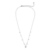 Ketting met diamanten hangers - Ster Hanger - Hart Hanger - 14K Wit Goud Verguld