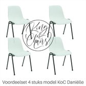 King of Chairs -set van 4- model KoC Daniëlle wit met zwart onderstel. Kantinestoel stapelstoel kuipstoel vergaderstoel tuinstoel kantine stoel stapel stoel kantinestoelen stapelst