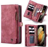 CaseMe Vintage Wallet hoesje Samsung S21 Plus Rood