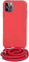 Fonu Siliconen Backcase hoesje met koord iPhone 12 Pro Max Rood