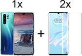 Huawei P30 Pro hoesje shock proof case transparant - 2x Beschermglas Huawei P30 Pro Screenprotector UV