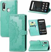 Voor ZTE Libero 5G Mandala Bloem Reliëf Horizontale Flip Lederen Case met Beugel/Kaartsleuf/Portemonnee/Lanyard (Groen)