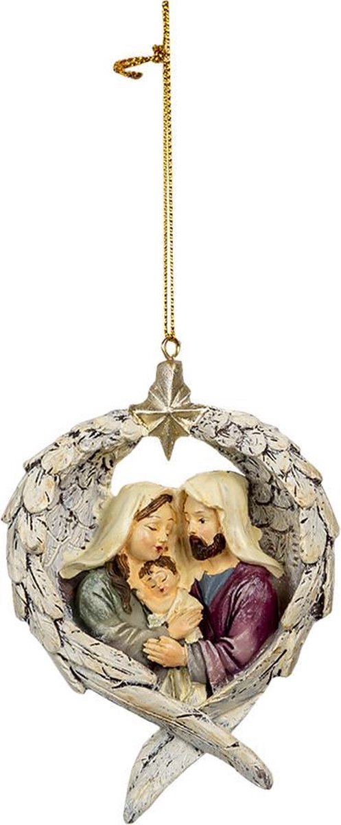 Clayre & Eef Kersthanger 8*3*11 cm Grijs Groen Kunststof Kerstbal Kersversiering Kerstboomversiering