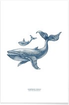 JUNIQE - Poster Humpback Whale II -20x30 /Blauw