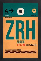 JUNIQE - Poster met houten lijst Zurich -13x18 /Groen & Oranje