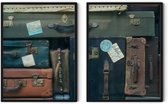 Posterparadise - Design Suitcase Poster set / Muurdecoratie / A2 / Travel