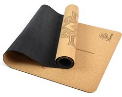 YoZenga Mandala Flower Yoga Mat | Premium Natuurlijk Kurk | Antislip & Schokabsorptie | Inclusief Draagriem | Duurzaam & Eco-vriendelijk