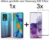 Samsung S20 Ultra Hoesje - Samsung Galaxy S20 Ultra hoesje transparant siliconen case hoes cover hoesjes - Full Cover - 3x Samsung S20 Ultra screenprotector