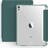 Mobiq - Tri-Fold Clear Back Case geschikt voor iPad Air (2022 / 2020) - groen/transparant