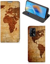 Wallet Bookcase OPPO A74 4G Telefoonhoesje Wereldkaart