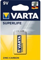 Varta Superlife 9V. Zink-Carbon. per stuk. (hangverpakking)