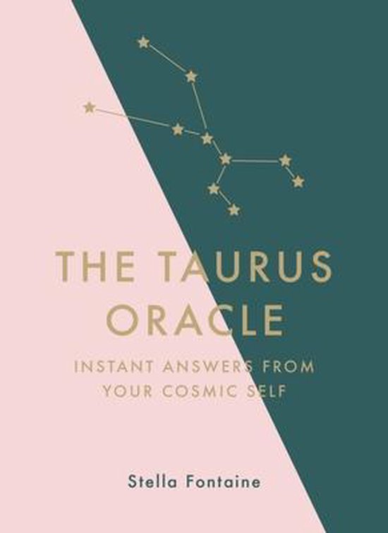 Boek 'The Taurus Oracle' met de sterrenbeeld van Stier en tekst 'Instant answers from your cosmic self' door Stella Fontaine.
