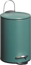 Pedaalemmer - mat donker groen - 3 L - 3 liter - metaal - badkamer - toilet - keuken - slaapkamer - kantoor - 17 x 19 x 25 cm