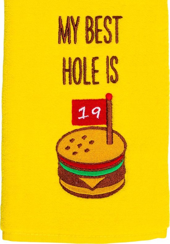 Nova Golf 'My Best Hole Is 19' Golfhanddoek - Geel van Nova Golf — afbeelding 2