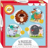 Toy Universe Legpuzzel 4-in-1 Dieren Karton Rood 4-delig