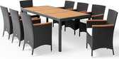 Deuba Poly Rotan Tuinset 8 Stapelbare Stoelen Tuintafel 190x90 cm Acaciahout