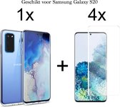 Samsung Galaxy S20 hoesje siliconen case transparant - 4x Samsung Galaxy S20 screenprotector uv
