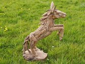 SENSE Teakhouten Steigerend paard Akko - Wortelhout dier - In/outdoor decoratie - 40X22X90CM
