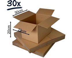 30x Stevige Verzenddozen 30x29x20 cm – Grote Kartonnen Dozen – Enkelgolf Bruine Verpakking – Ideaal voor Webshops, Verhuisdozen, Cadeaus & Opslag