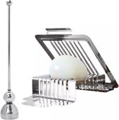 Eiersnijder - Ei cracker - Voordeelset -  Metalen snijdraden - Fruit snijder- Metalen houder - Groenten snijder - Keukenhulpmiddel - Egg slicer - RVS - Ei kraker -Ei opener - Ei to