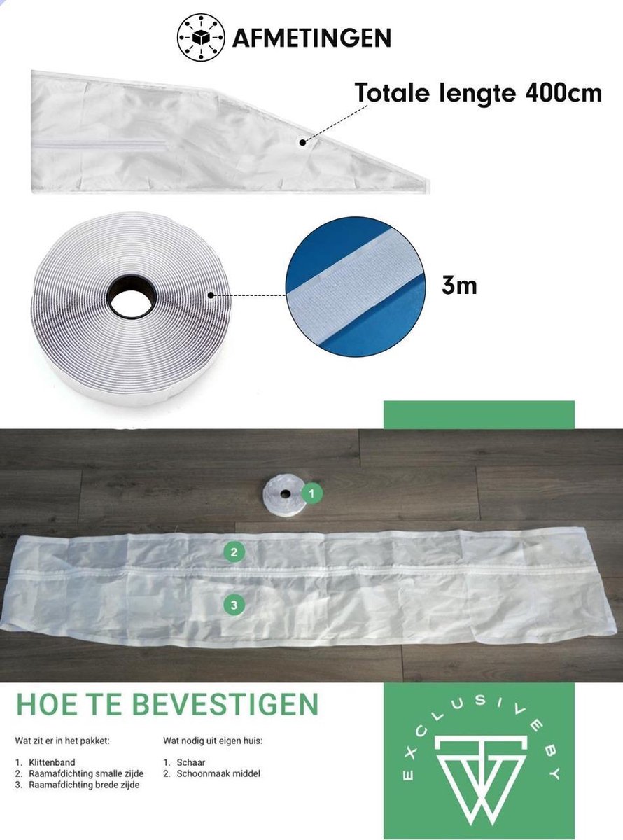 Exclusive by TW Raamafdichtingskit mobiele airco 4M - Airco Raamafdichtingskit - Raamafdichting Airco - Afvoerslang Airco - Raam en/of Venster - Transparant — afbeelding 10