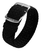 EULIT horlogeband - perlon - 22 mm - zwart - metalen gesp
